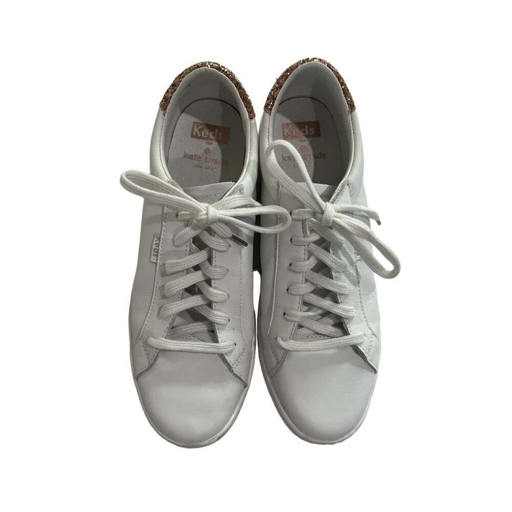 Keds x Kate Spade New York Ace White Leather Glitter Casual Sneakers